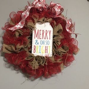 💥Rustic burlap & red Christmas wreath💥 🎄